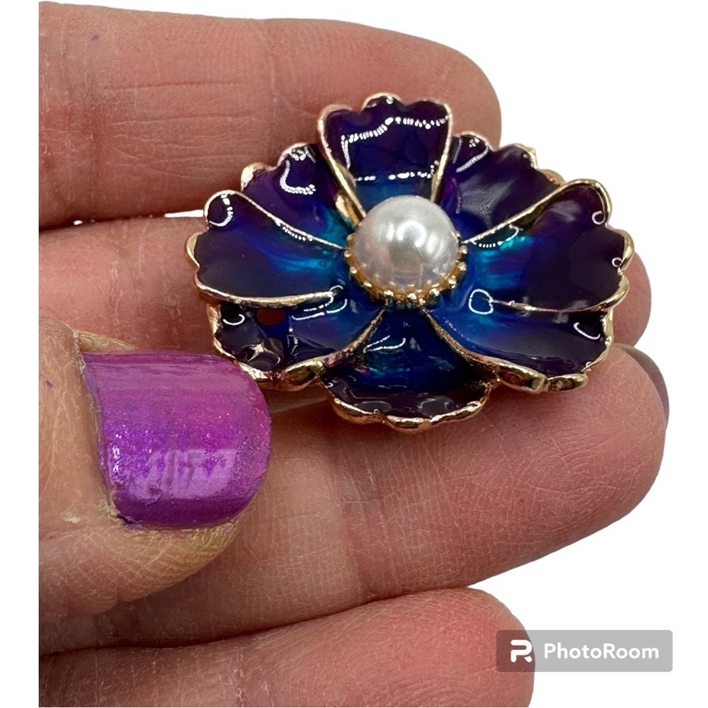 Ginger Snap #218 “Ultra large Blue & Purple Flower” For 18mm Snap Jewelr…